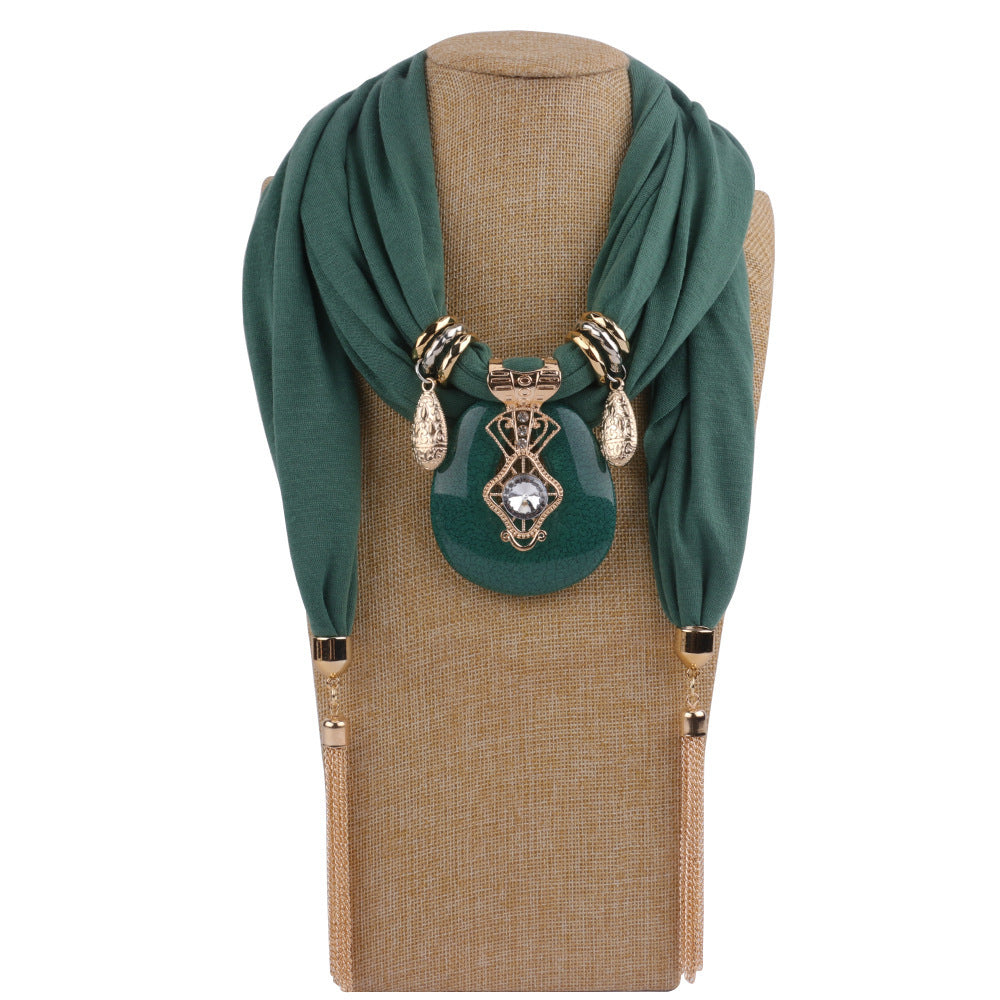 Round Chain Fringe Pendant Scarf Shawl Scarf Jewelry