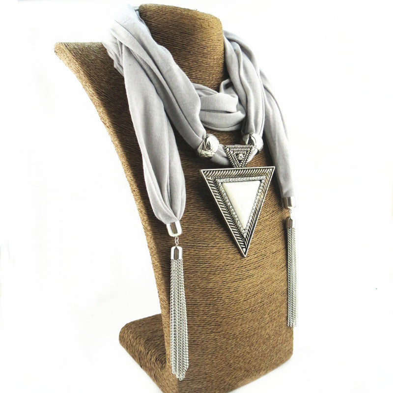 Round Chain Fringe Pendant Scarf Shawl Scarf Jewelry