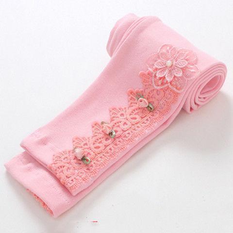 Spring And Autumn Little Girl Bottoming Zipper Pants For Outer Wear