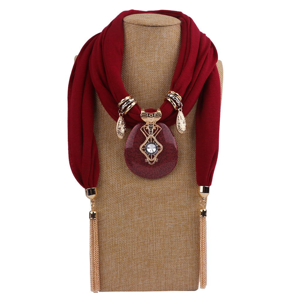 Round Chain Fringe Pendant Scarf Shawl Scarf Jewelry