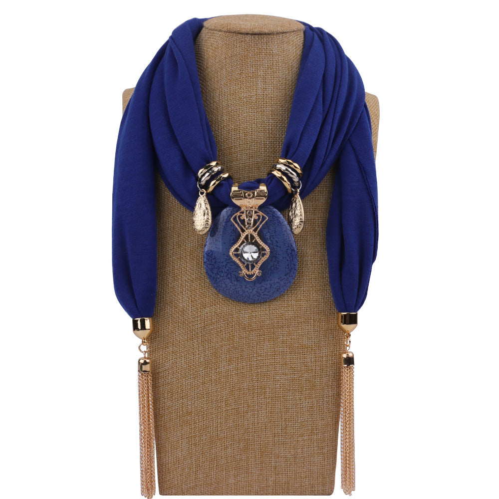 Round Chain Fringe Pendant Scarf Shawl Scarf Jewelry