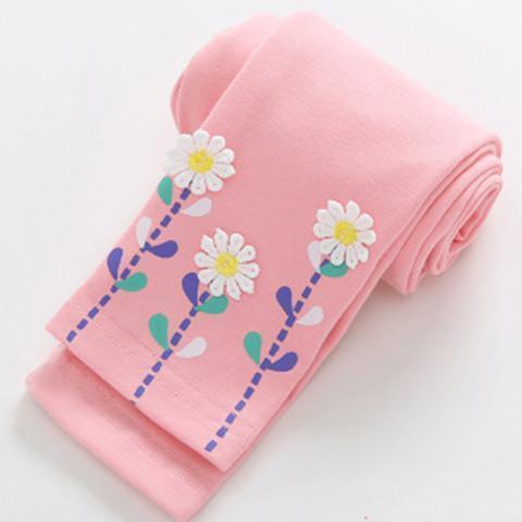 Spring And Autumn Little Girl Bottoming Zipper Pants For Outer Wear