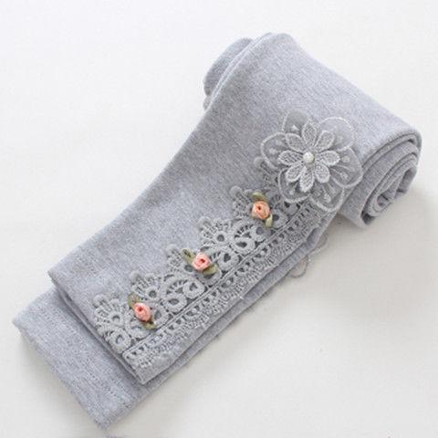 Spring And Autumn Little Girl Bottoming Zipper Pants For Outer Wear