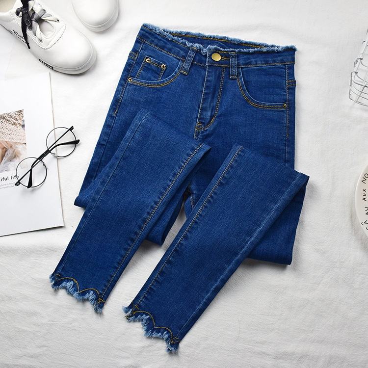 new style blue black gray denim ladies pencil pants women pencil jeans