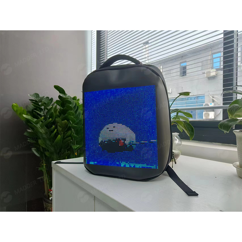 Unisex LED Display Backpack with USB Waterproof Digital Advertising Screen Fashionable Cartoon Pattern for School Use