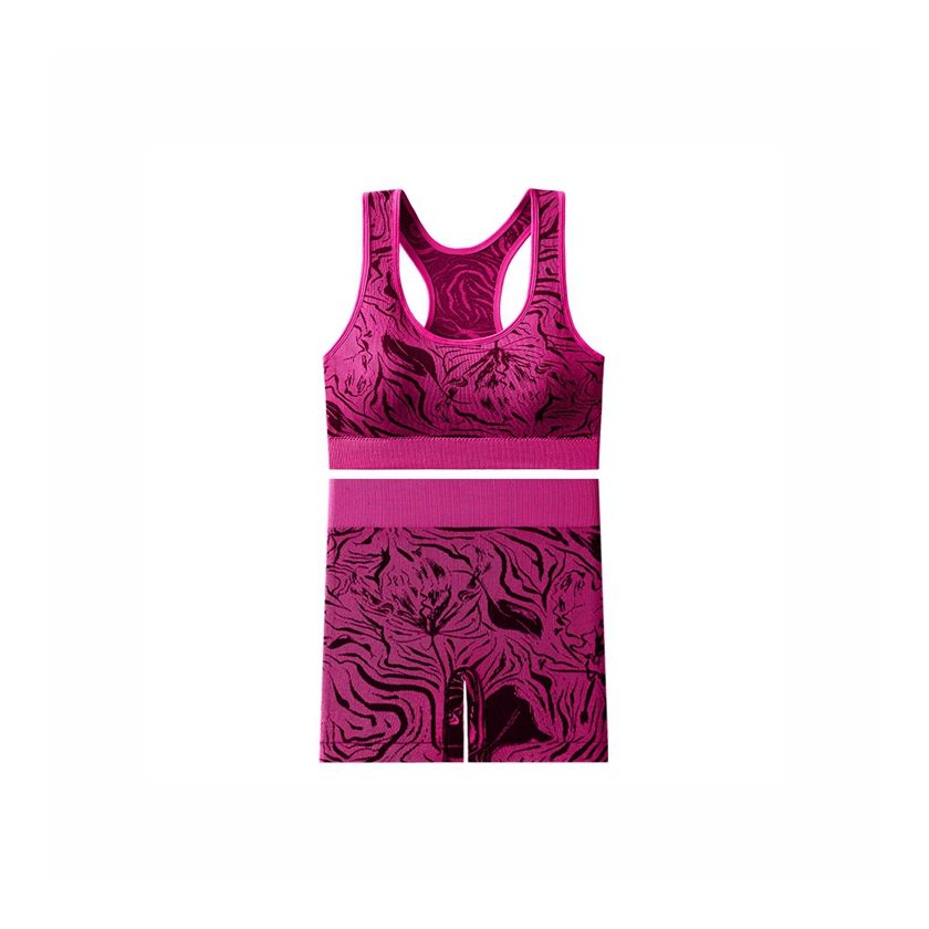 Women's New Yoga Active Wear Set Sports Bra with Wide Shoulder Straps Printed Pattern Two-Piece Yoga Set
