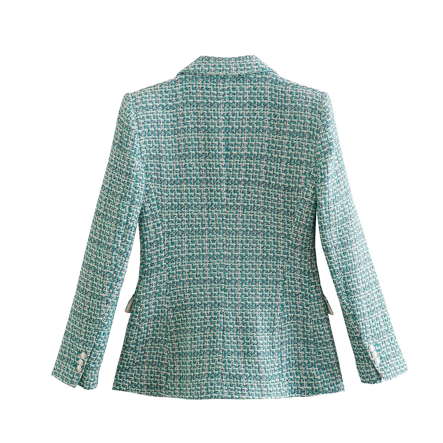 Women's Textured Double-breasted Wool Casual Blazer 2024 New Top Female Fashion Slim-fit Coat