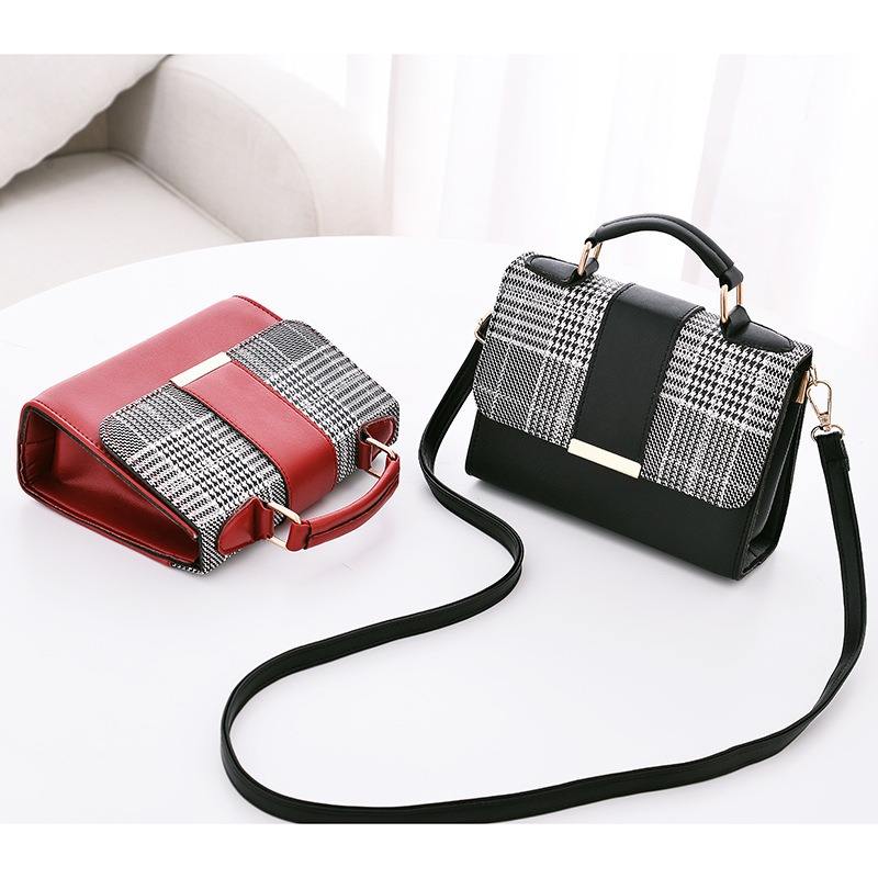Hot sale leather small square women hot tide wholesale fashion plaid handbag single shoulder bag