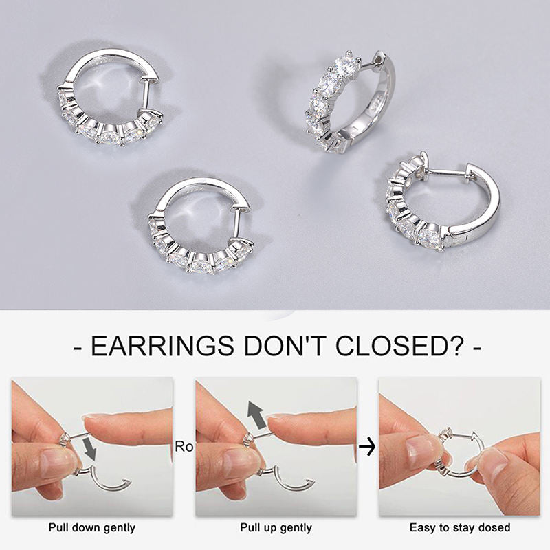 Pass Diamond Tester 18K White Gold 925 Sterling Silver VVS Moissanite Cuff Ear Rings Hoop Huggie Stud Earrings For Men Women