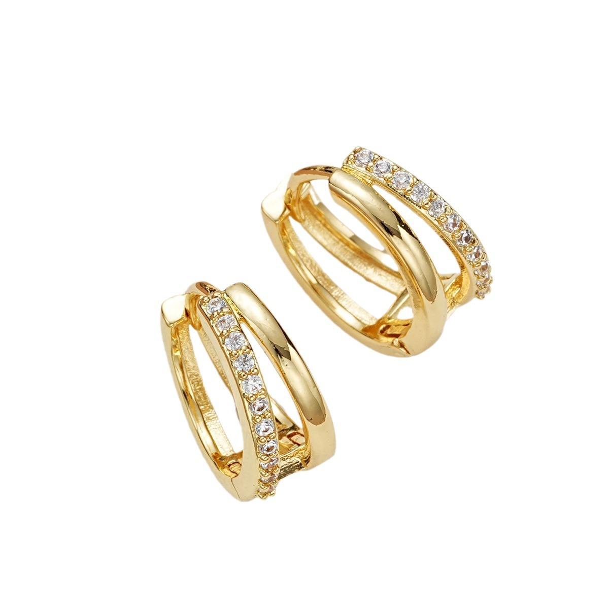 The choice of modern wedding jewelry store gold small hug ring earrings minimalist double hoop design for women