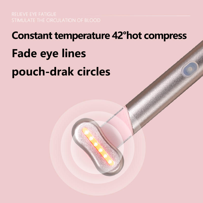 New Red Light Skin Care Wand Beauty Eyes Massage Equipment Anti Age Vibrating Face Heated EMS Eye Massager Wand with Heat