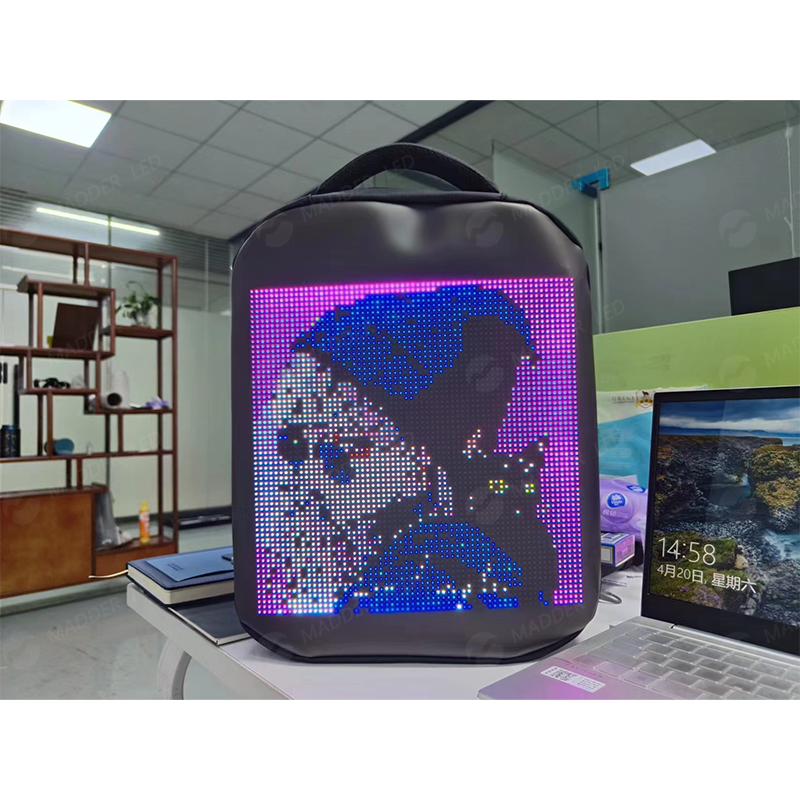 Unisex LED Display Backpack with USB Waterproof Digital Advertising Screen Fashionable Cartoon Pattern for School Use
