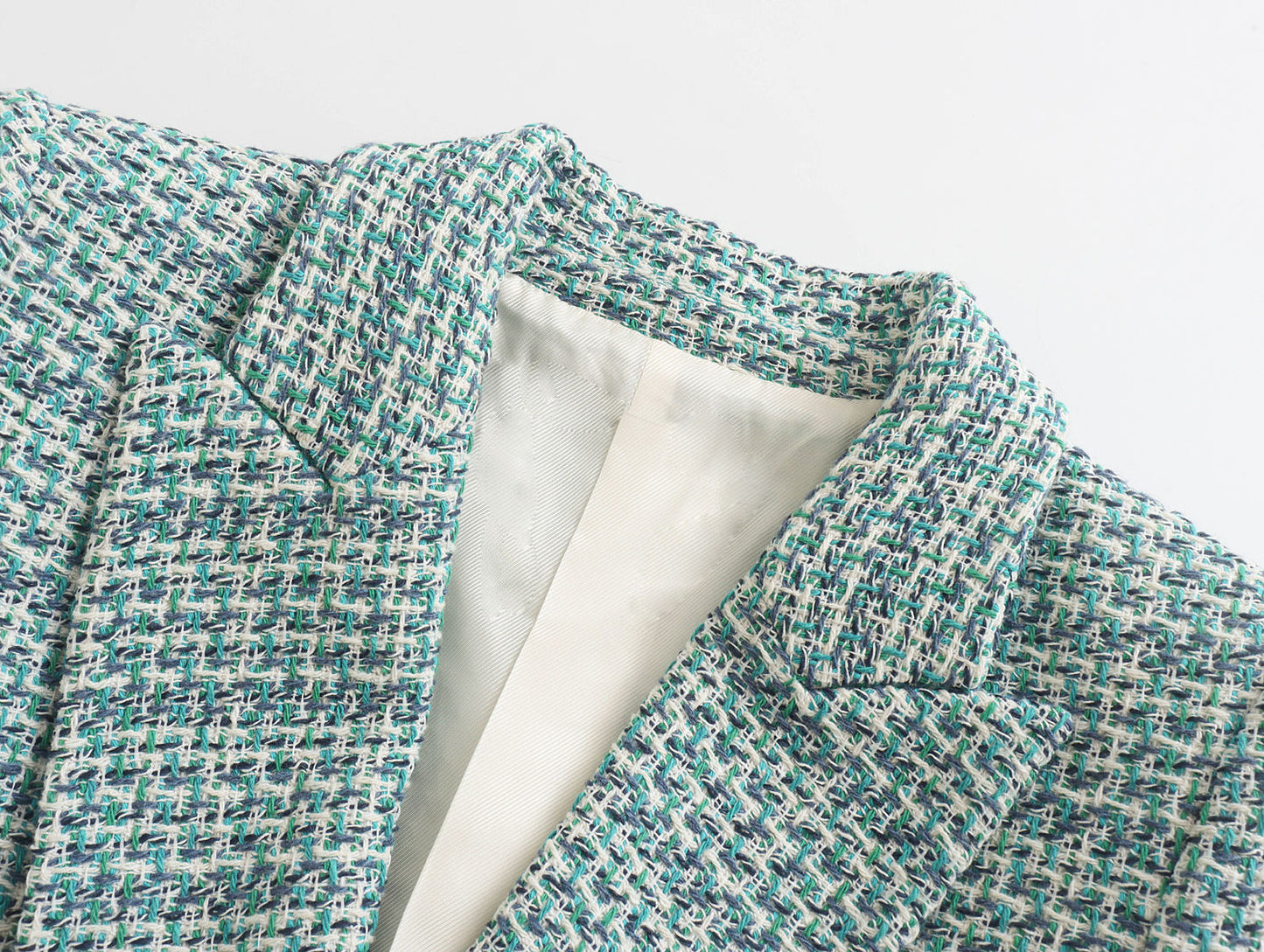 Women's Textured Double-breasted Wool Casual Blazer 2024 New Top Female Fashion Slim-fit Coat