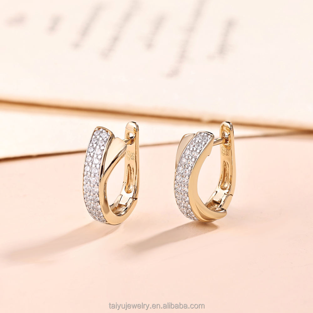 TY Jewelry Wholesale Custom Fashion Jewelry 14k gold plated earrings Diamond Zirconia Exquisite Wedding Bridal Earring For Women