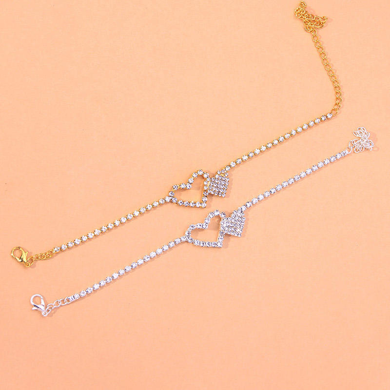 Bohemia 18K Gold Anklet For Women Fashionable Heart Shape Wrist Chain Anklets Beach Jewelry For Girls Sexy Slave Anklet Chain