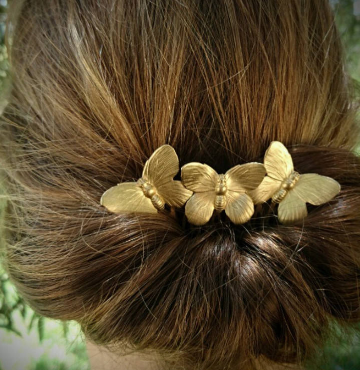 Women's Hair accessories Three Butterflies Hairpins
