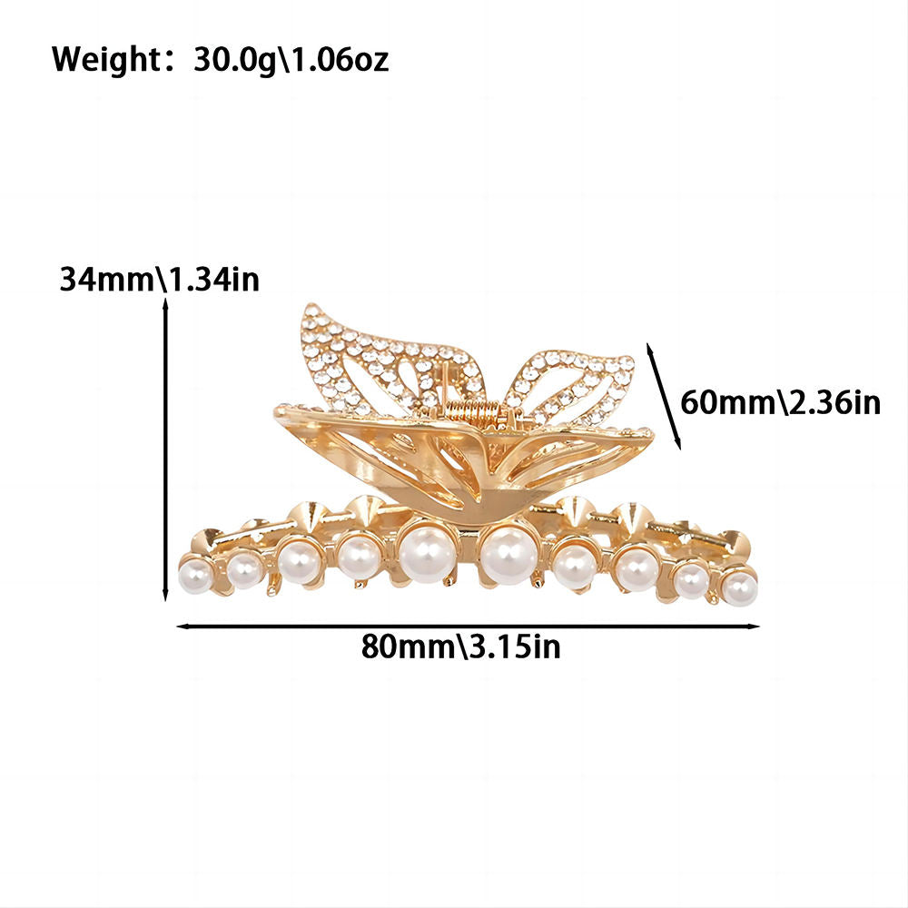 Dawn Star Spot Wholesale Butterfly Pearl Rhinestone Metal Alloy Headdress Hair Claw Clips for Women Girls