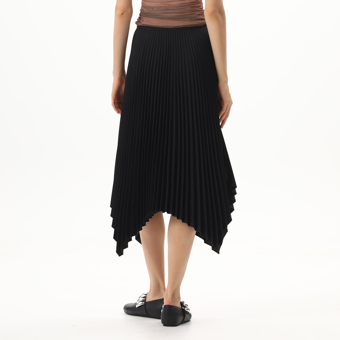 Women Crepe Chiffon Polyester Fabric Elegant Maxi Casual Pleated Long Skirts