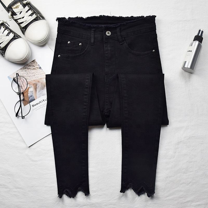 new style blue black gray denim ladies pencil pants women pencil jeans