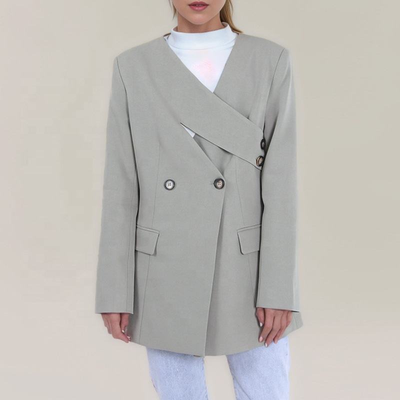New Style Fashion Cross Design Blazers Ladies Women V-neck Irregular Waist women's suits & blazers