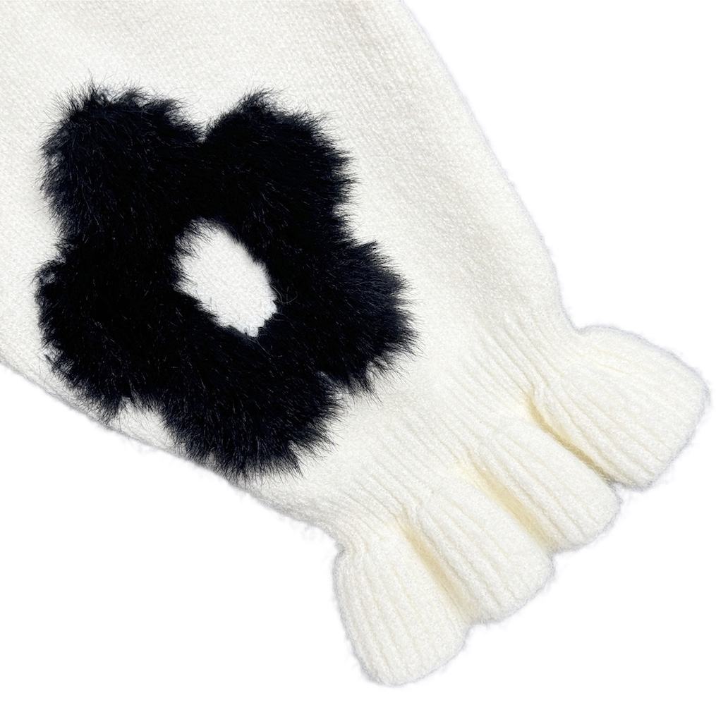 Women's Soft Touch Pullover with Flower Shape Jacquard and Ruffled Cuff for Winter Knitwear