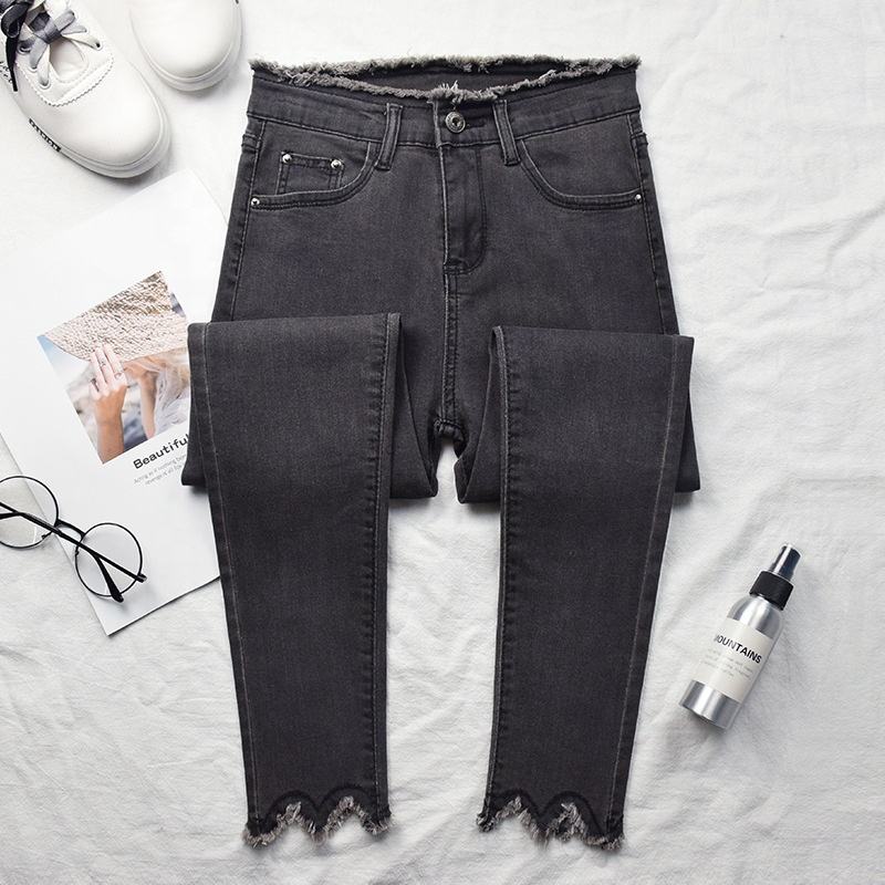 new style blue black gray denim ladies pencil pants women pencil jeans