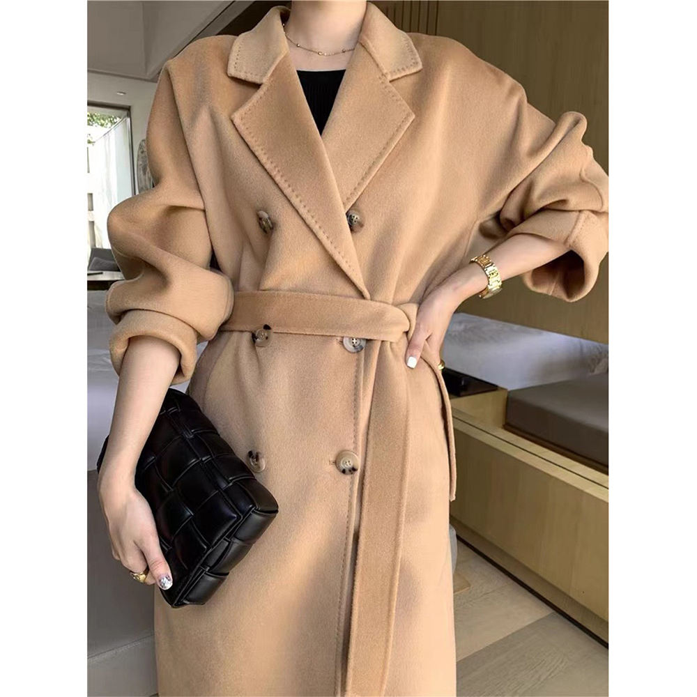 High Quality Fall Winter Coats For Women Custom Double Wool Jackets Solid Turn Down Collar Long Coat For Ladies