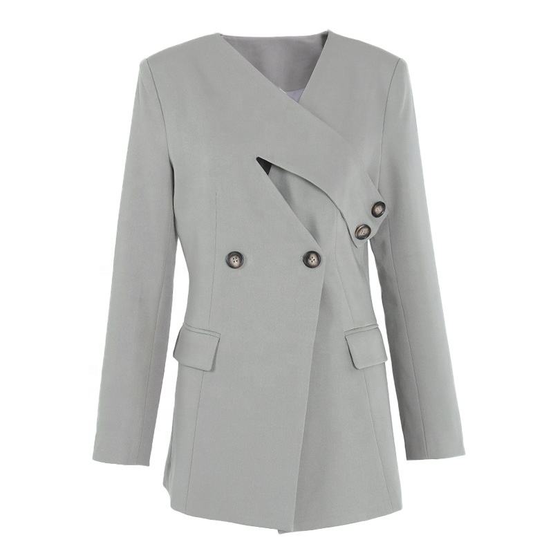 New Style Fashion Cross Design Blazers Ladies Women V-neck Irregular Waist women's suits & blazers