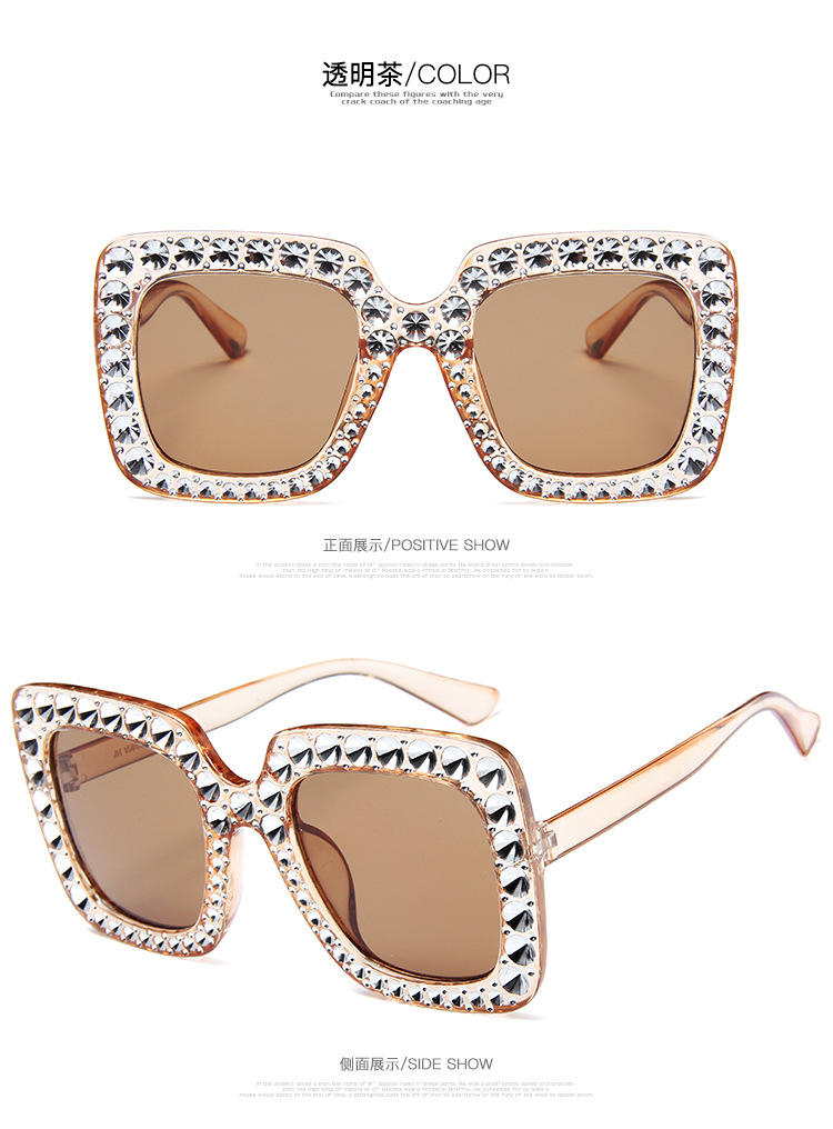 Fashion Rhinestone Square Eyeglasses Frames Shades Women Colorful Eyewear Ladies Sunglasses