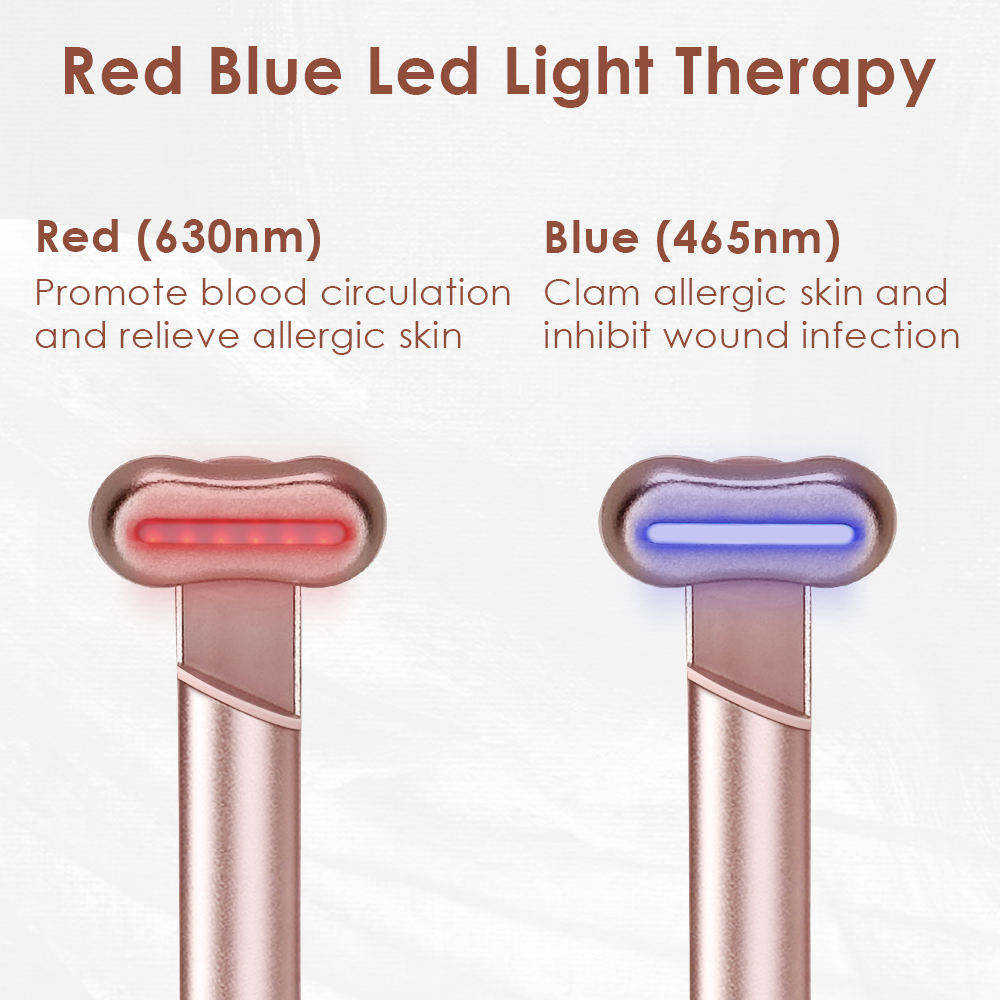 New Red Light Skin Care Wand Beauty Eyes Massage Equipment Anti Age Vibrating Face Heated EMS Eye Massager Wand with Heat