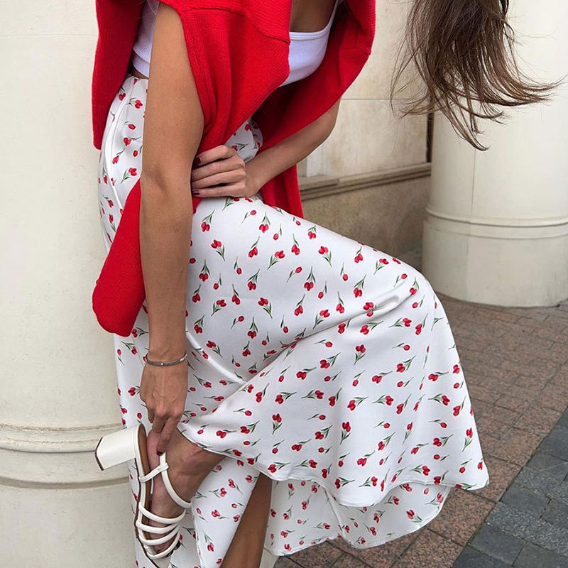 Skirts for Women Floral Printed Casual Elegant Spring Summer
