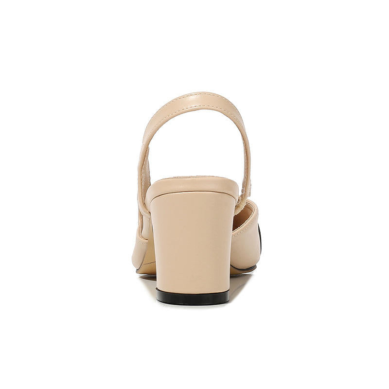 Stiletto Women Stitching Color Square Toe Pu Sandal