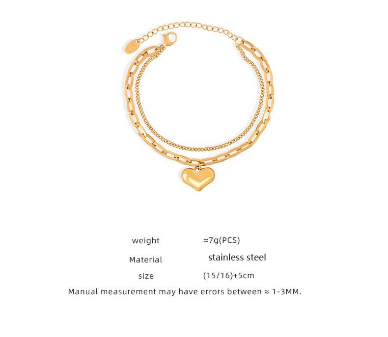 Fashion Stainless Steel Beaded Bracelets with Gold Plating Charms Love Pendant Bracelet for Women
