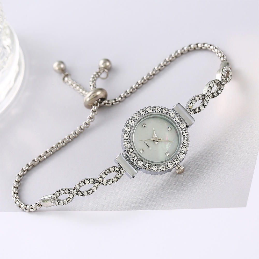 New Fashion Women's Quartz Watch Diamond-Encrusted Ladies Bracelet Adjustable Winding Pattern Free Oval 9mm Buckle