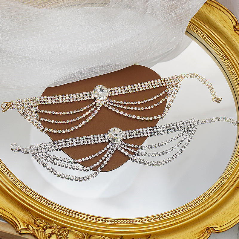 Crystal fringe anklet fashion exaggerated rhinestone anklet