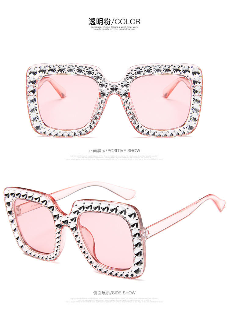 Fashion Rhinestone Square Eyeglasses Frames Shades Women Colorful Eyewear Ladies Sunglasses