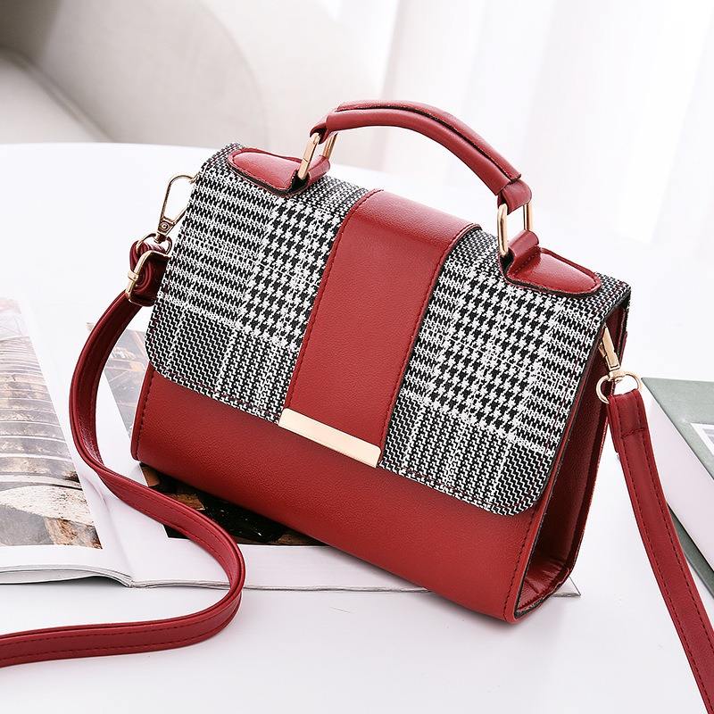 Hot sale leather small square women hot tide wholesale fashion plaid handbag single shoulder bag