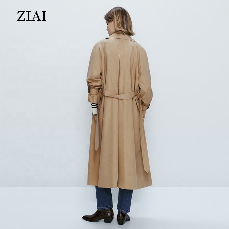 New Arrivals Long Trench Classic Lapel Lace Up Trench Coat Women Fashion Trendy Women's Trench Coats