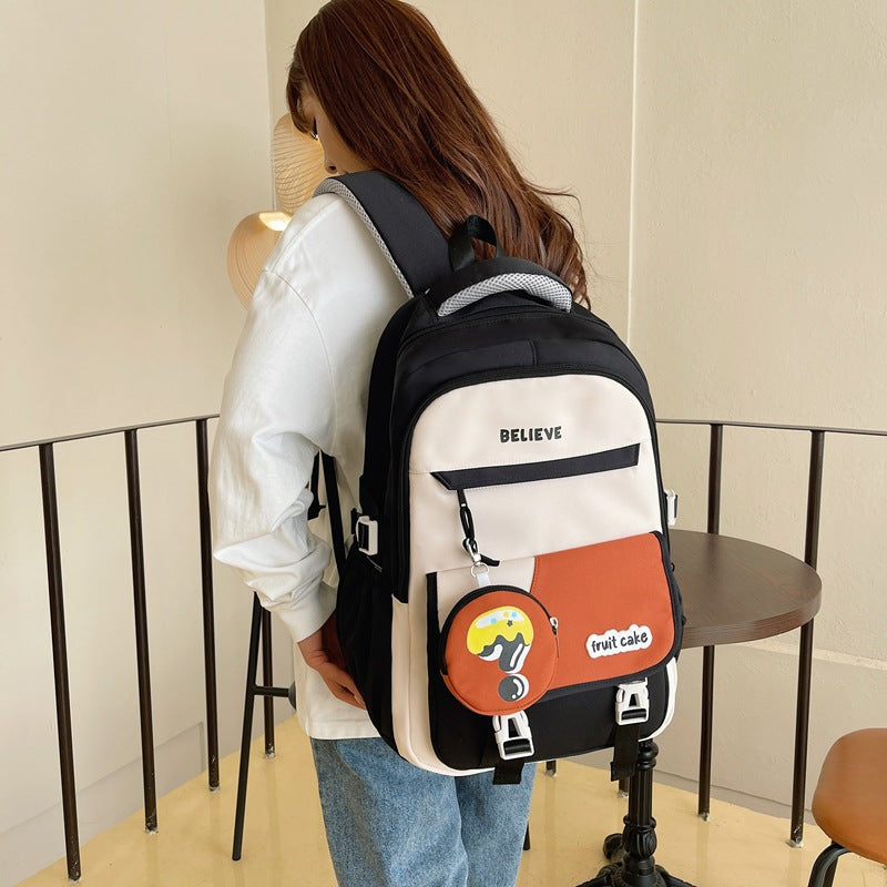 Backpack For Junior High School Girls Large Capacity Lightweight