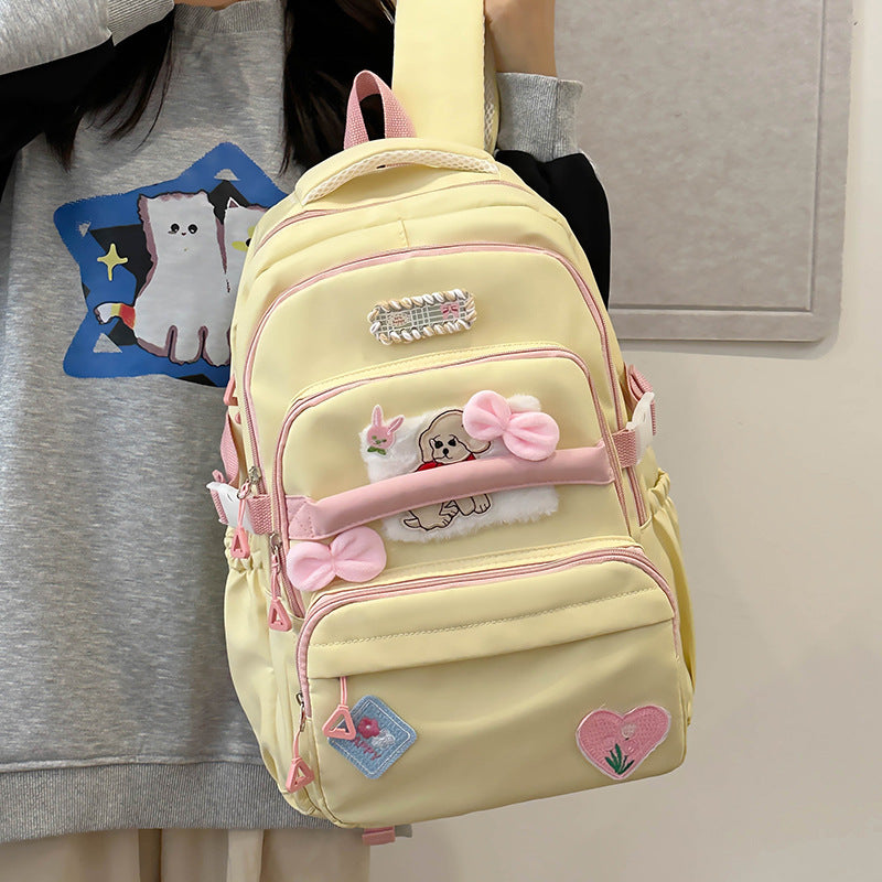Large Capacity Contrast Color Junior High School University Style Travel Backpack