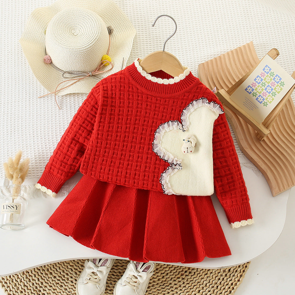 New winter children's sweater skirt small knit
