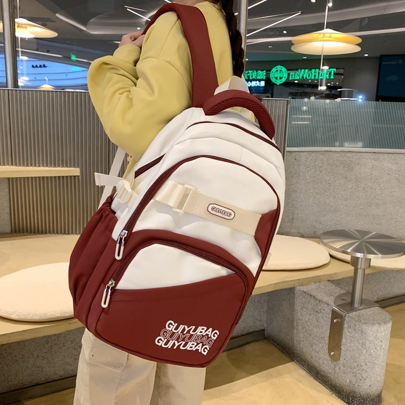 Large Capacity Lightweight Simple Textured Backpack