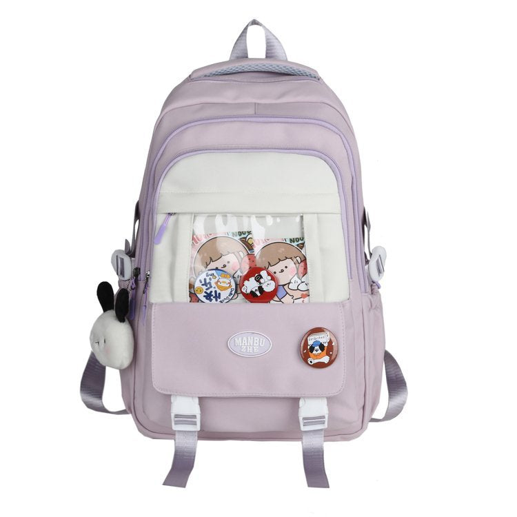 Curved Shoulder Strap Women's College Student Trip Backpack