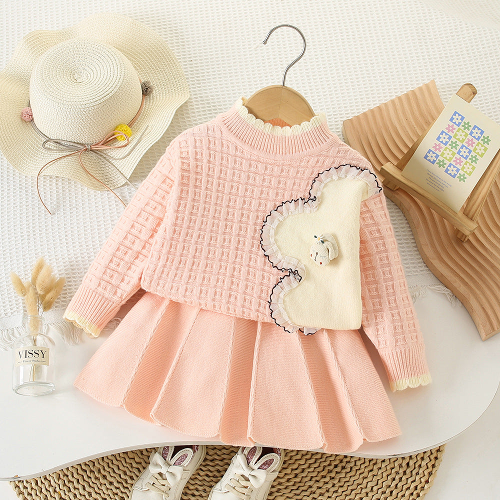New winter children's sweater skirt small knit