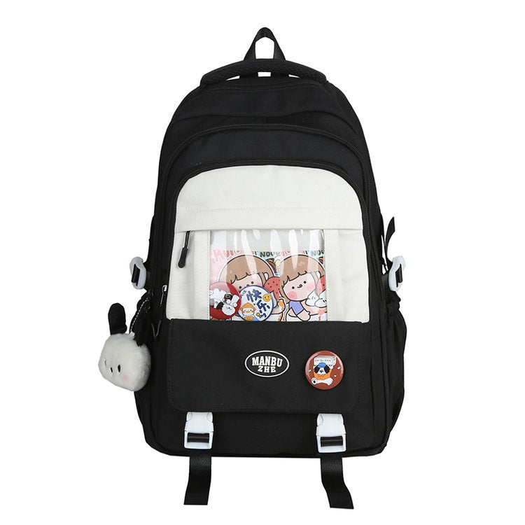 Curved Shoulder Strap Women's College Student Trip Backpack
