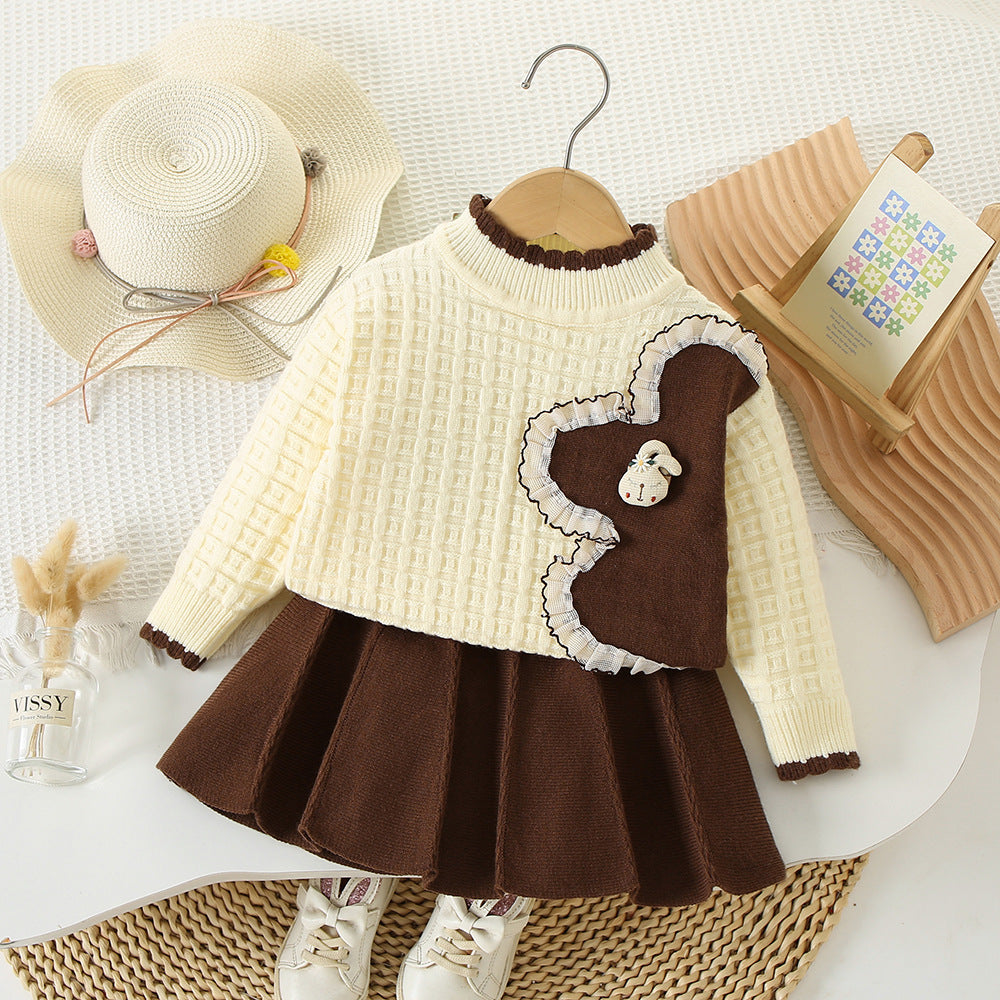 New winter children's sweater skirt small knit