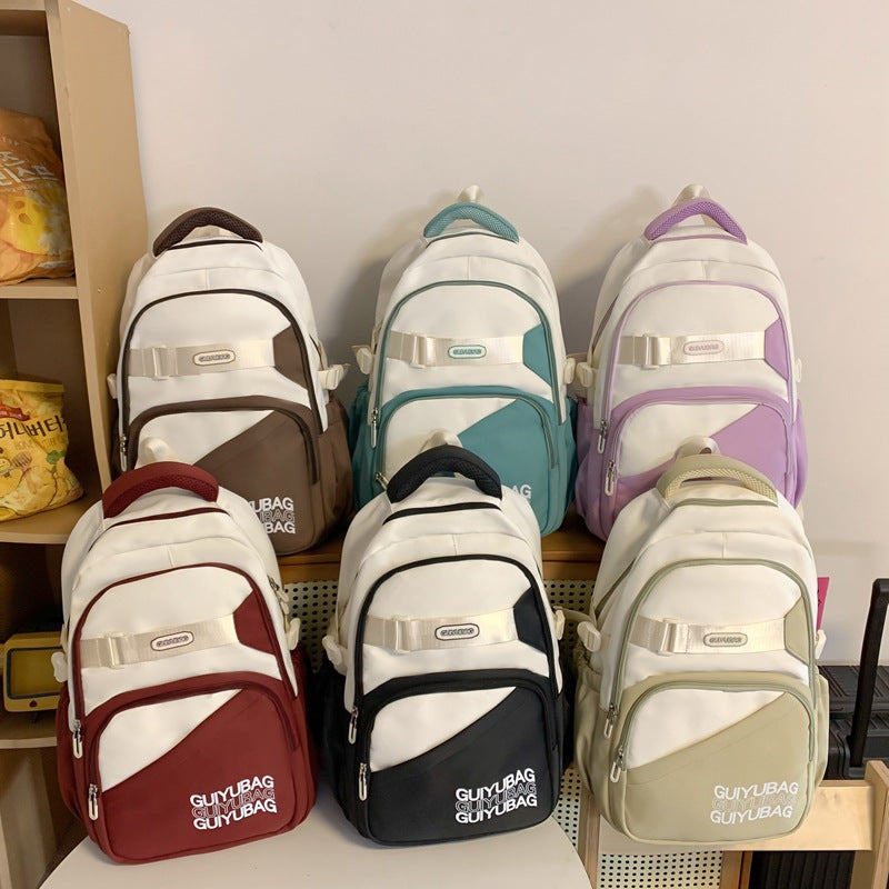 Large Capacity Lightweight Simple Textured Backpack