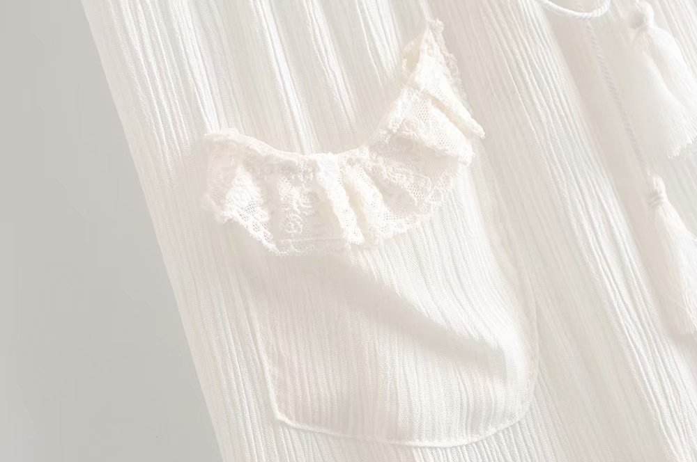 Spring Summer Rayon Latest White Lace women Long Skirt With Tassel