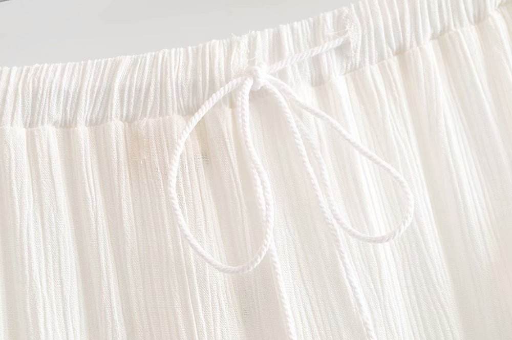 Spring Summer Rayon Latest White Lace women Long Skirt With Tassel