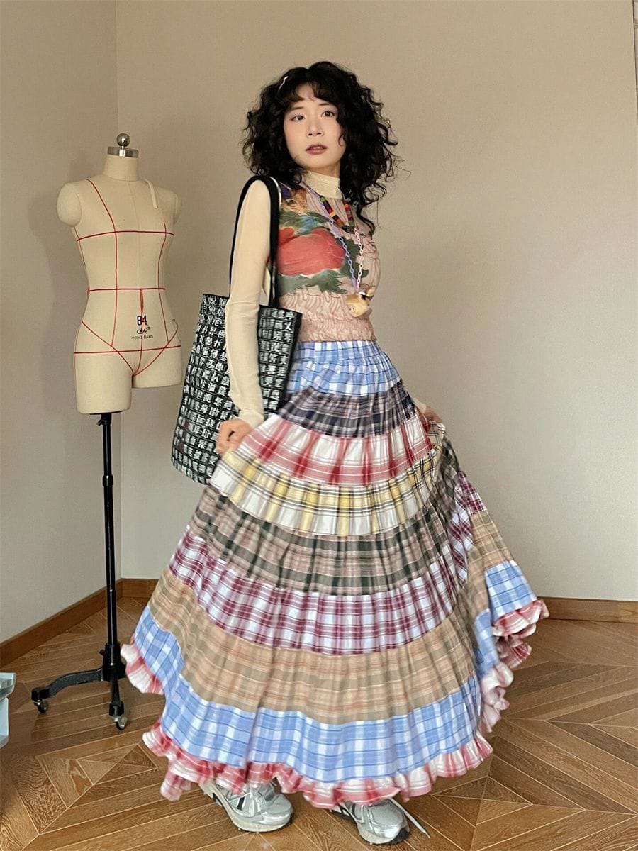 New Arrivals Trending Fashionable Sari Fabric Patch Work Long Skirt for Girls